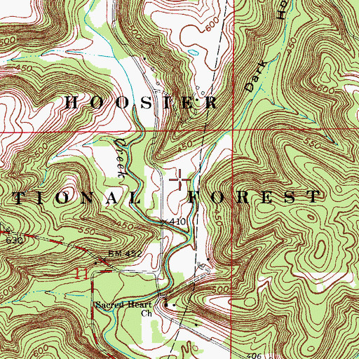 Topographic Map of Dark Hollow, IN
