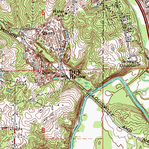 Topographic Map of Dark Hollow, IN