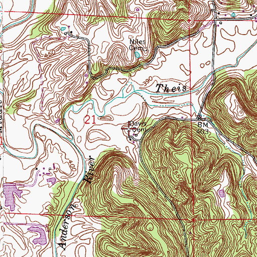 Topographic Map of Davis Cemetery, IN