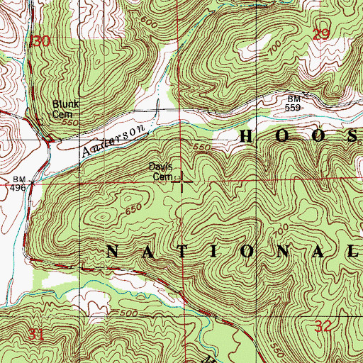 Topographic Map of Davis Cemetery, IN
