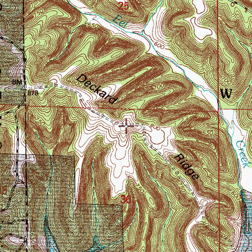 Topographic Map of Deckard Ridge, IN
