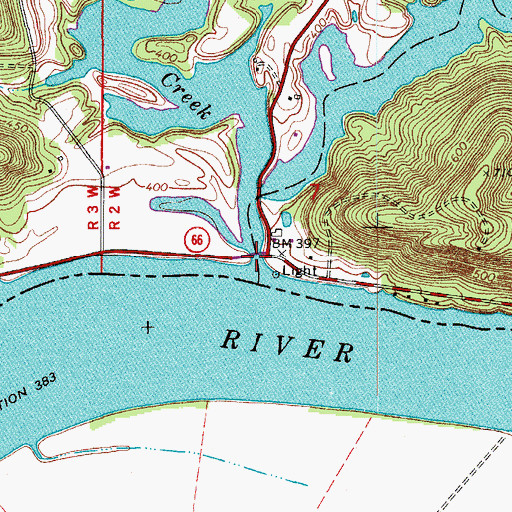Topographic Map of Deer Creek, IN