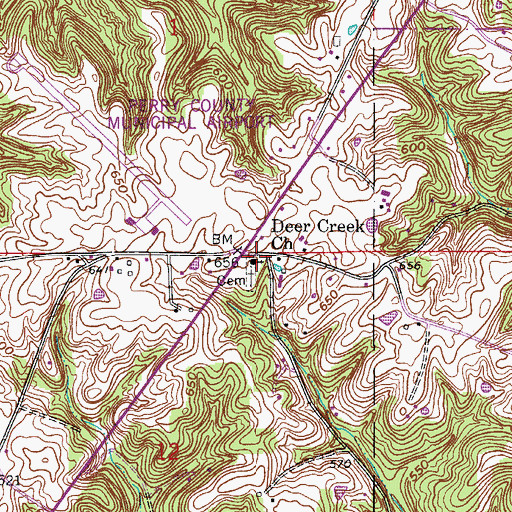 Topographic Map of Deer Creek Church, IN