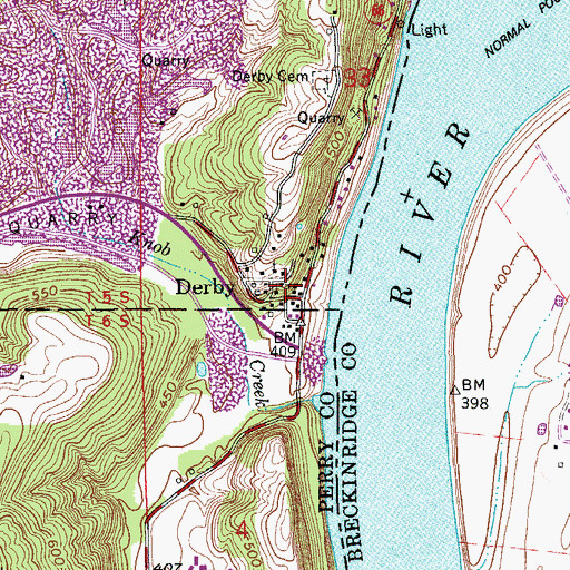 Topographic Map of Derby, IN
