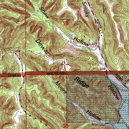 Topographic Map of Dewar Ridge, IN