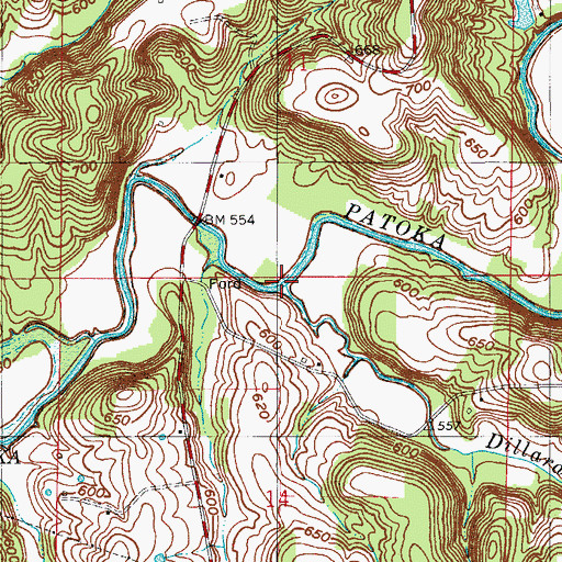 Topographic Map of Dillard Creek, IN