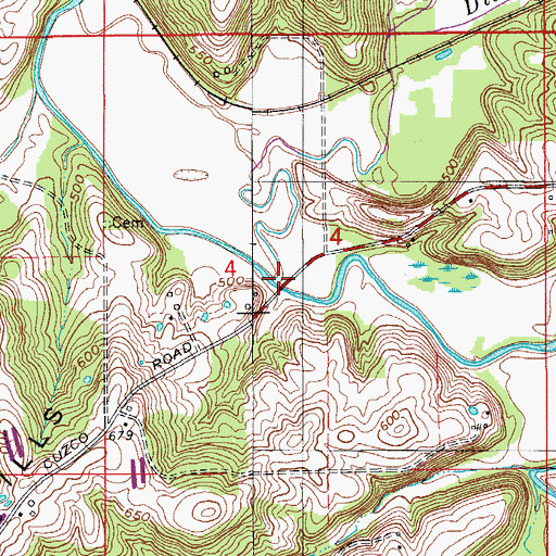 Topographic Map of Dillon Creek, IN