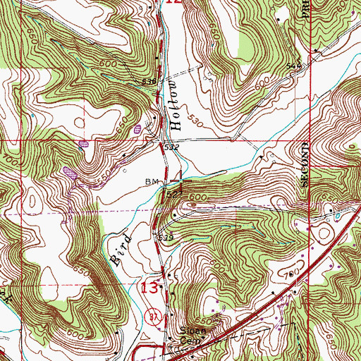 Topographic Map of Dog Creek, IN