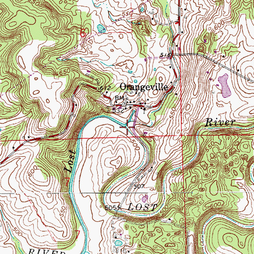 Topographic Map of Dry Branch, IN