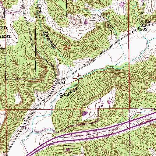 Topographic Map of Dry Branch, IN