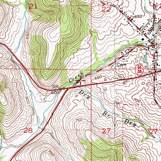 Topographic Map of Dry Branch, IN