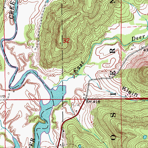 Topographic Map of East Deer Creek, IN