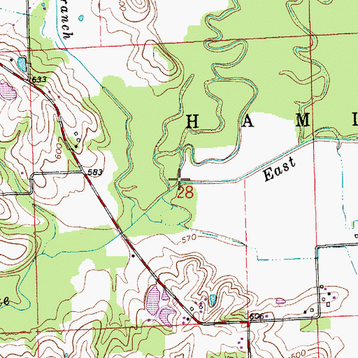 Topographic Map of East Fork White Creek, IN
