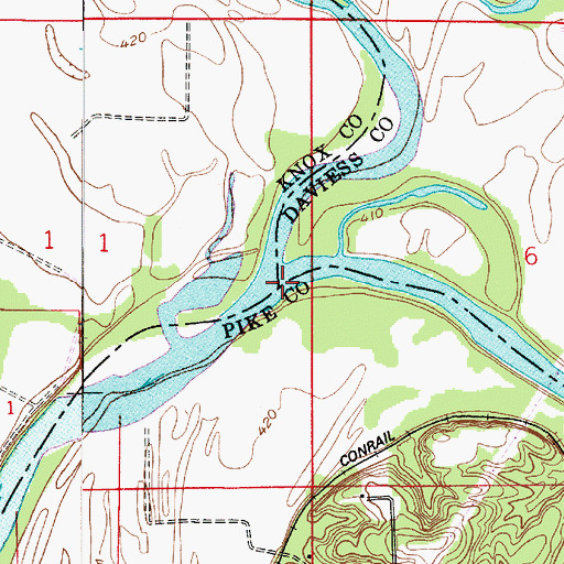 Topographic Map of East Fork White River, IN