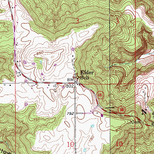 Topographic Map of Elder School, IN