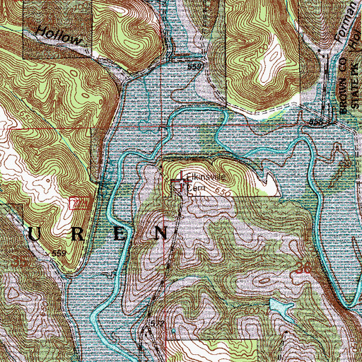 Topographic Map of Elkinsville Cemetery, IN