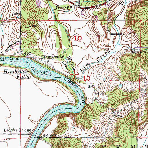 Topographic Map of Elm Creek, IN