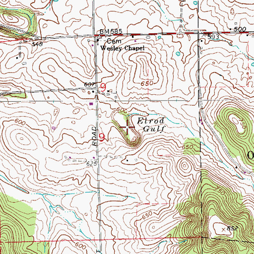 Topographic Map of Elrod Gulf, IN
