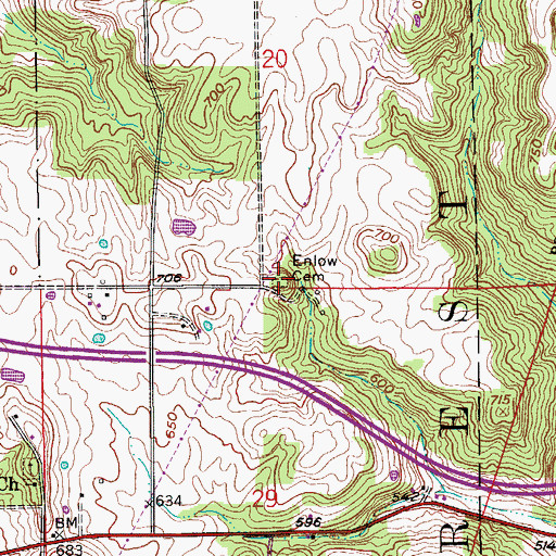 Topographic Map of Enlow Cemetery, IN