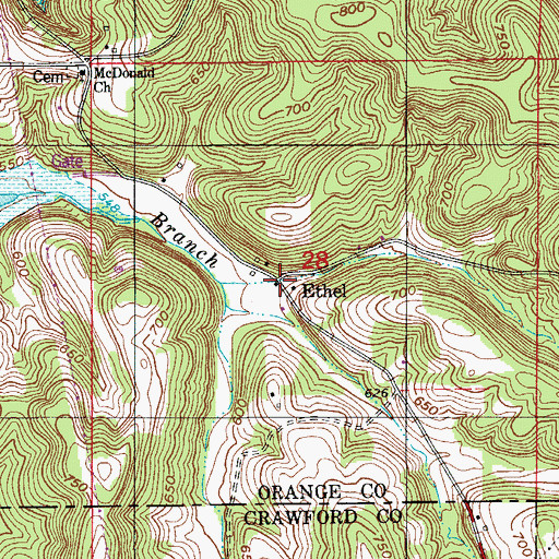 Topographic Map of Ethel, IN