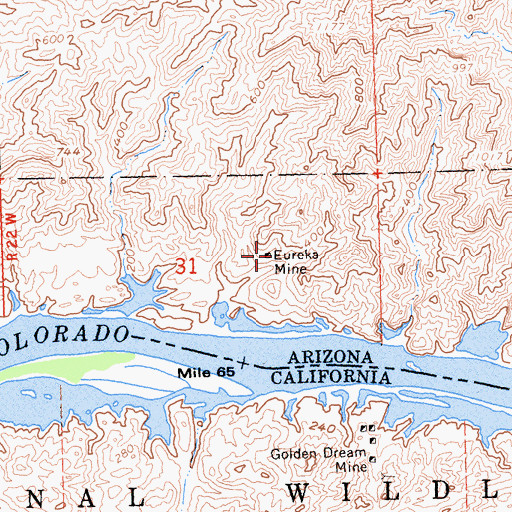 Topographic Map of Eureka Mine, AZ