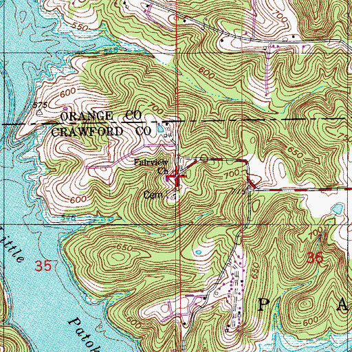 Topographic Map of Fairview Church, IN