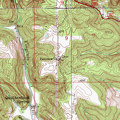 Topographic Map of Fairview Church, IN