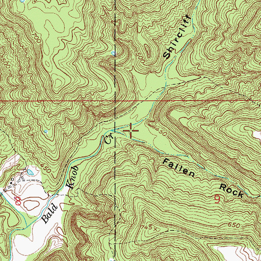 Topographic Map of Fallen Rock Hollow, IN