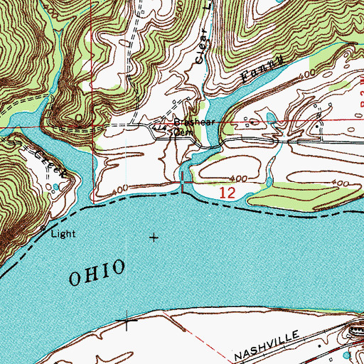 Topographic Map of Fanny Creek, IN