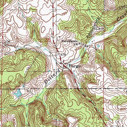 Topographic Map of Fargo, IN