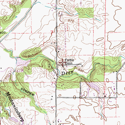 Topographic Map of Fattic Cemetery, IN