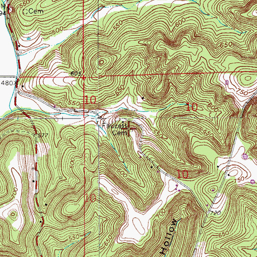 Topographic Map of Faucett Cemetery, IN