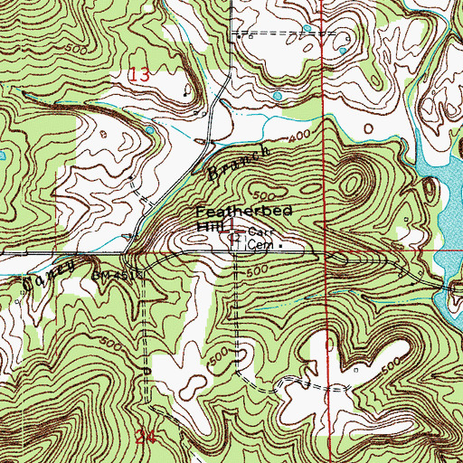 Topographic Map of Featherbed Hill, IN