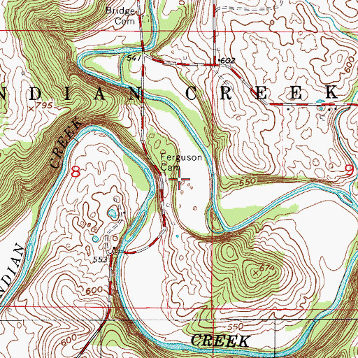 Topographic Map of Ferguson Cemetery, IN