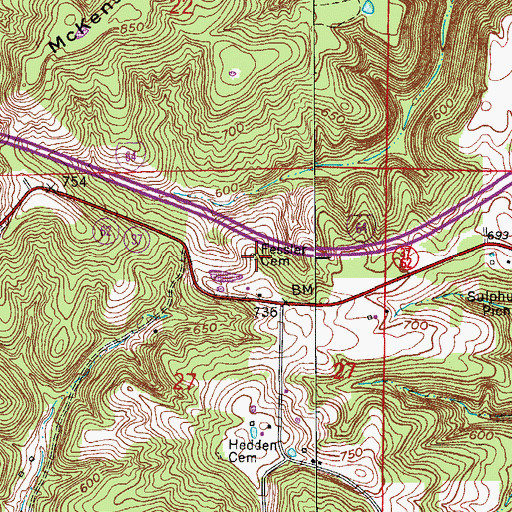 Topographic Map of Fessler Cemetery, IN