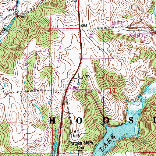 Topographic Map of Flick School, IN