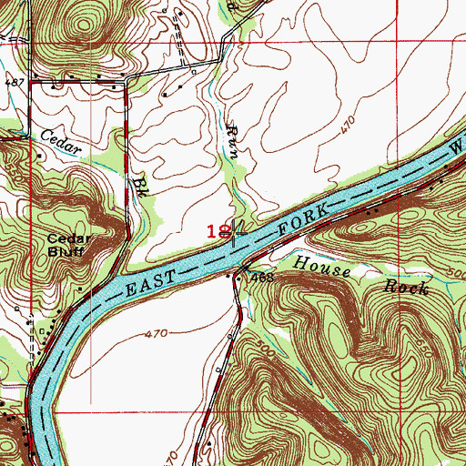 Topographic Map of Flood Run, IN