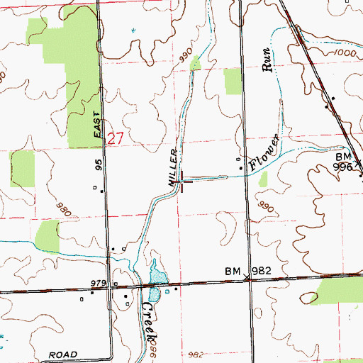 Topographic Map of Flower Point Cemetery, IN