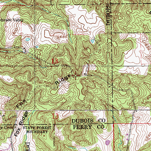 Topographic Map of Fox Ridge, IN