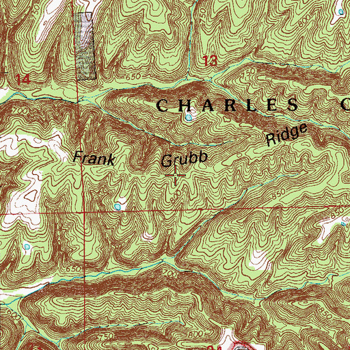 Topographic Map of Frank Grubb Ridge, IN