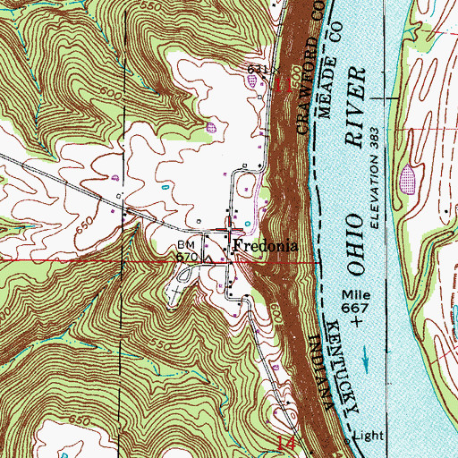 Topographic Map of Fredonia, IN
