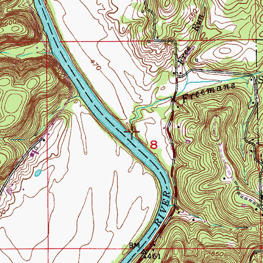 Topographic Map of Freemans Spring Branch, IN