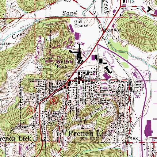 Topographic Map of French Lick, IN