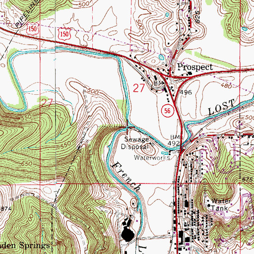 Topographic Map of French Lick Creek, IN
