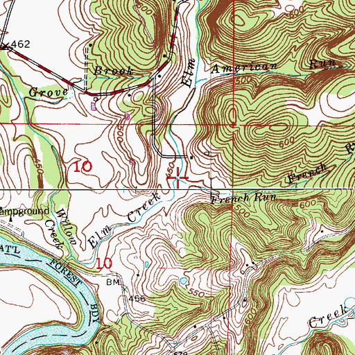Topographic Map of French Run, IN