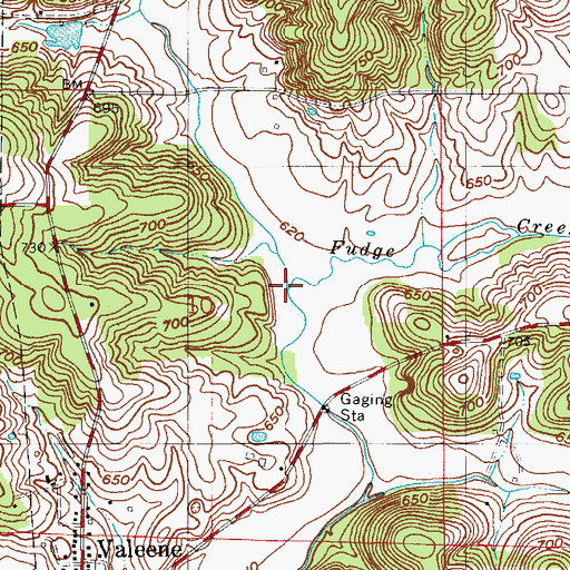 Topographic Map of Fudge Creek, IN