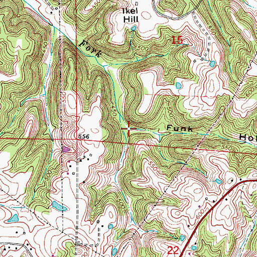Topographic Map of Funk Hollow, IN