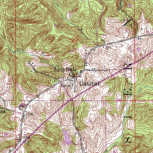 Topographic Map of Gatchel, IN