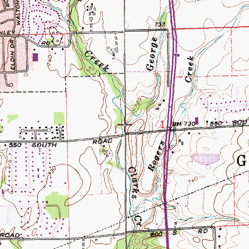 Topographic Map of George Creek, IN