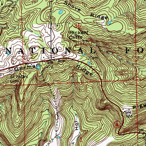 Topographic Map of German Ridge, IN